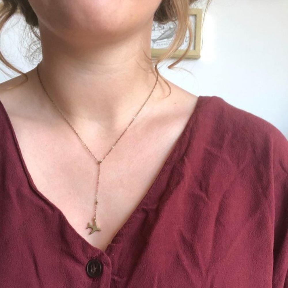 Wanderlust Golden Airplane Pendant